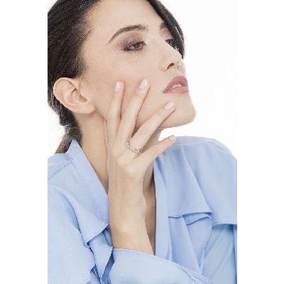 7 diamonds half eternity ring in white gold 18k ct 0,80