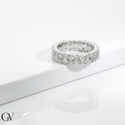 Eternity ring in white gold 18k with two rows of diamonds