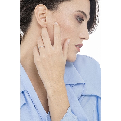 9 diamonds half eternity ring in white gold 18k