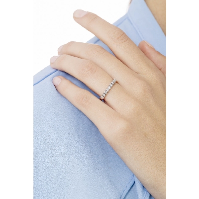 White gold 18k 9 diamonds half eternity ring ct 0,25