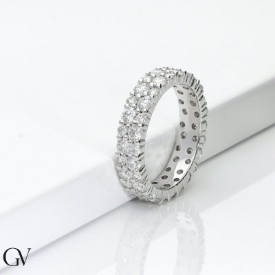 18k white gold eternity ring two rows of diamonds