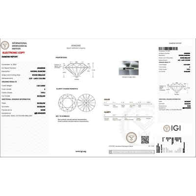 IGI Certified diamond CT 1,00 E VVS2
