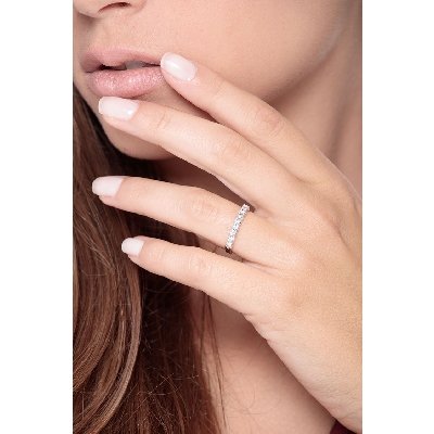 White gold 18k 9 diamonds half eternity ring 