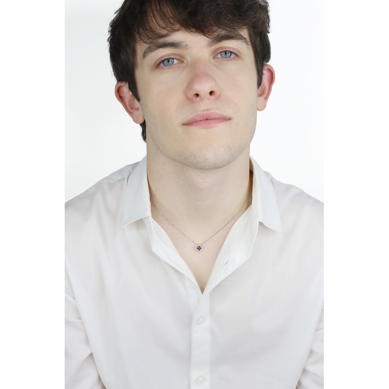 18k white gold necklace with cross in rubies and diamonds 18k white gold necklace with cross in rubies and diamonds