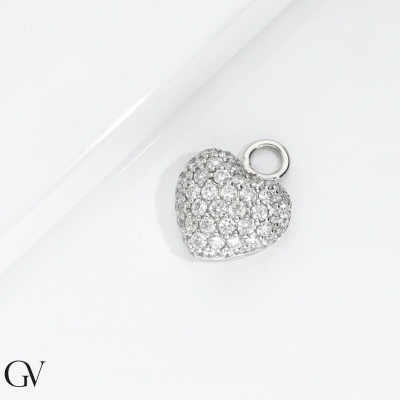 Diamond charm heart pavè with diamonds