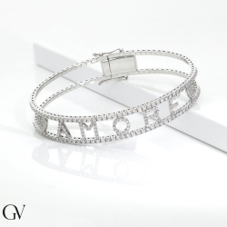Amore rigid bracelet in white gold 18k with diamonds