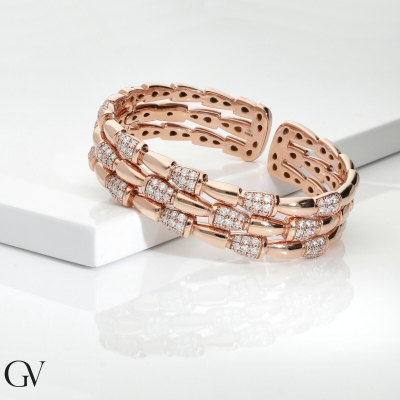 18k rose gold design rigid bracelet with diamonds