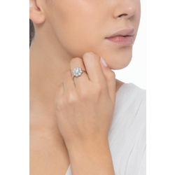 18k white gold halo flower ring with diamonds 2
