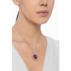 750 white gold necklace with oval ruby and diamonds 2
