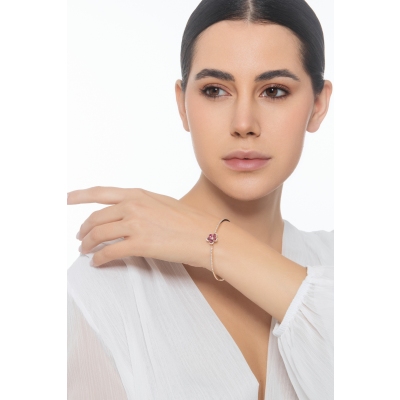 Flower bracelet in rose gold 750 with rubies and diamonds