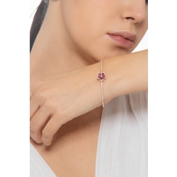 Flower bracelet in rose gold 750 with rubies and diamonds 2
