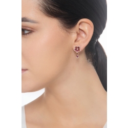 18k white gold drop flower earrings with rubies and diamonds 2