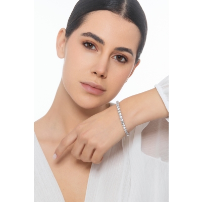 Bracelet semi rigid in white gold 750 with graduated diamonds