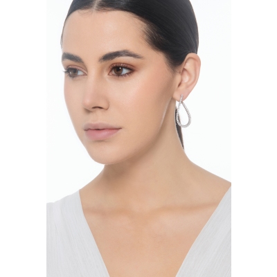 18k white gold drop earrings diamonds