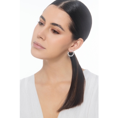 Diamond hoop earrings in white gold 18k