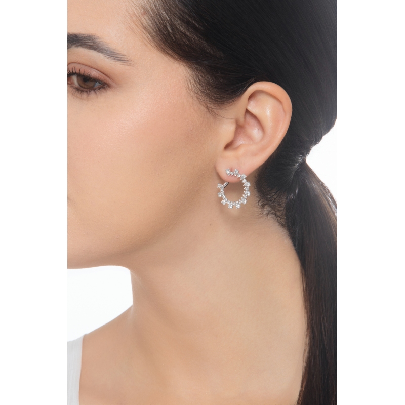 Diamond hoop earrings in white gold 18k Diamond hoop earrings in white gold 18k