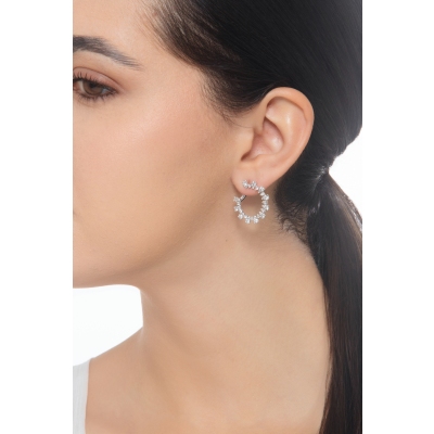 Diamond hoop earrings in white gold 18k
