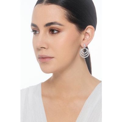 White gold 18k drop earrings with hoops in diamonds