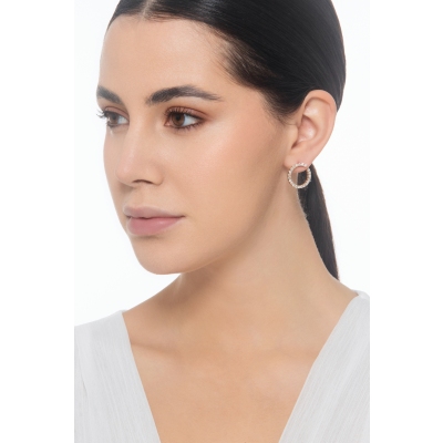 18k rose gold hoop earrings with diamonds