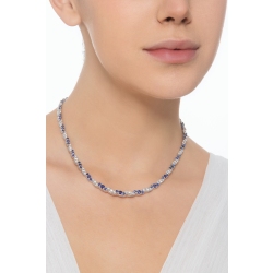 Blue sapphires and diamonds design necklace in white gold 18k 2