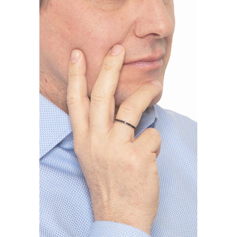 White gold 18k eternity ring with black diamonds 