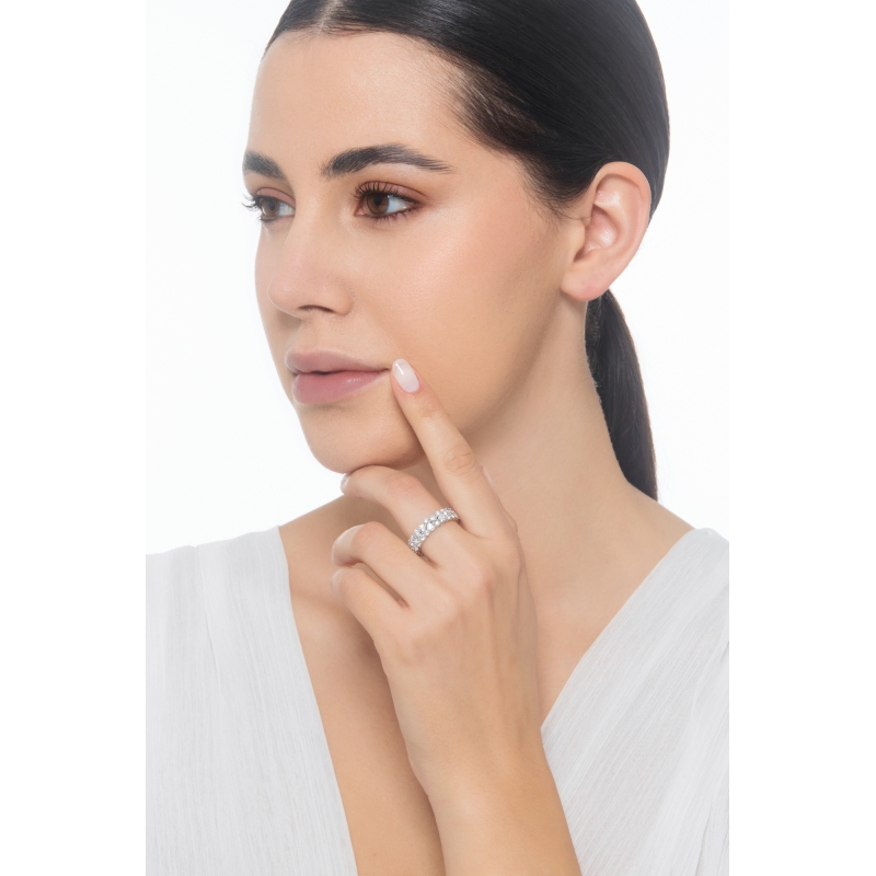 Eternity ring in white gold 18k with two rows of diamonds Eternity ring in white gold 18k with two rows of diamonds