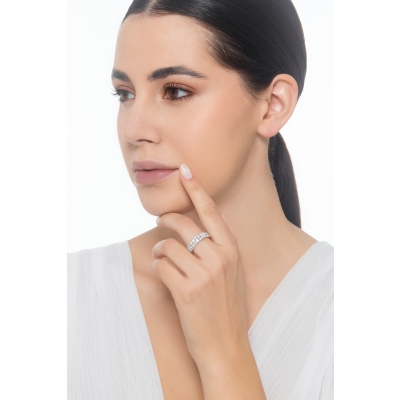 Eternity ring in white gold 18k with two rows of diamonds