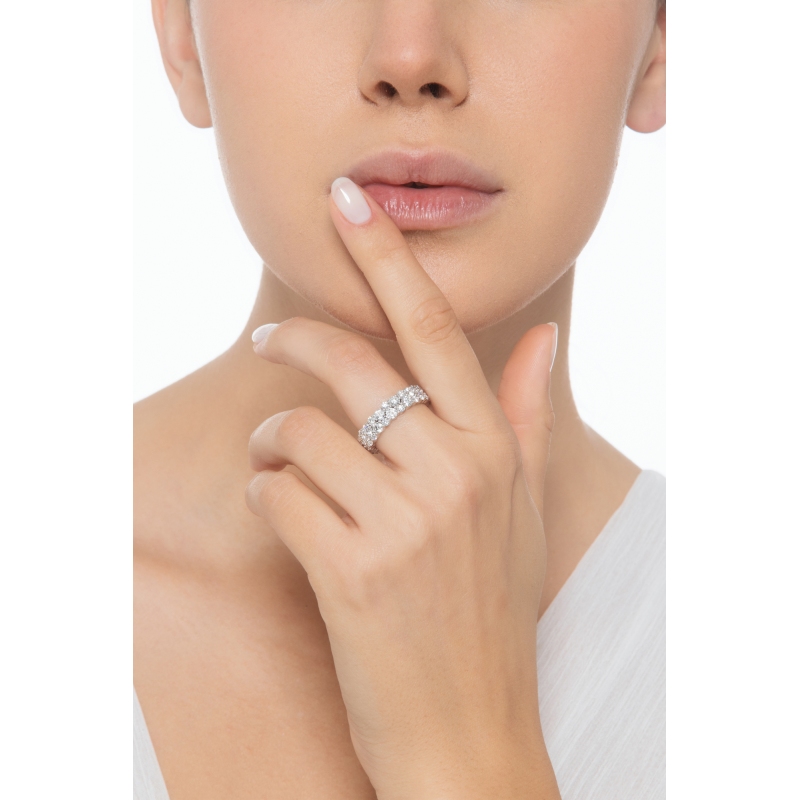 Eternity ring in white gold 18k with two rows of diamonds Eternity ring in white gold 18k with two rows of diamonds