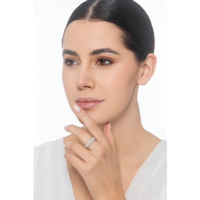 18k white gold eternity ring two rows of diamonds