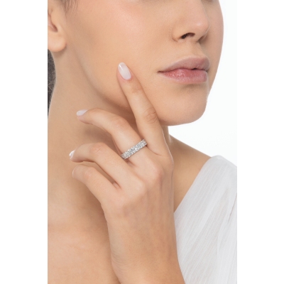 18k white gold eternity ring two rows of diamonds