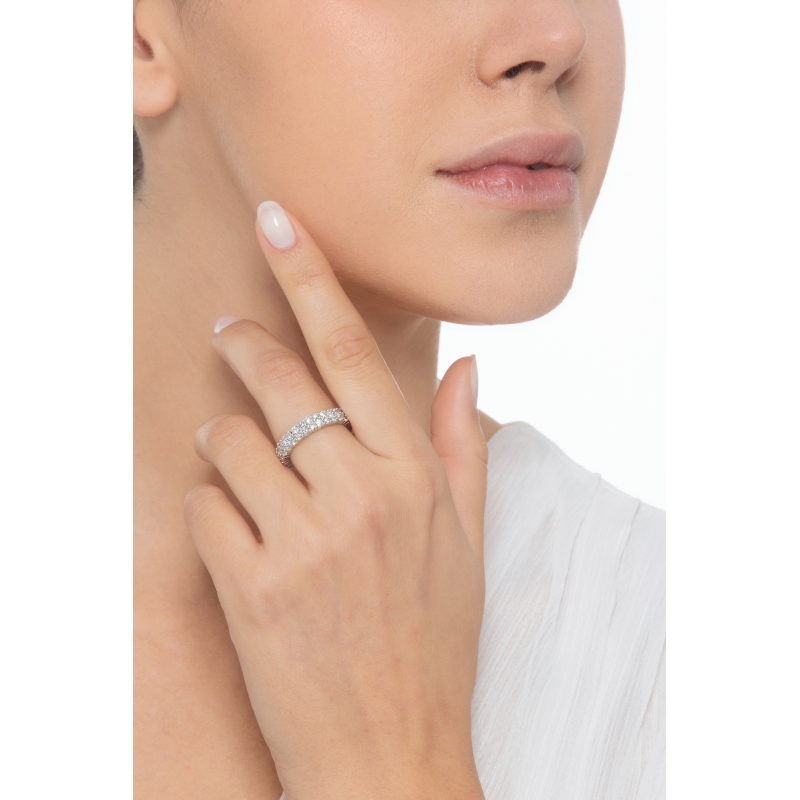 750 white gold eternity ring with rows of diamonds