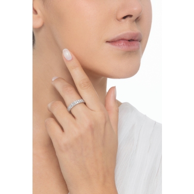 750 white gold eternity ring with rows of diamonds