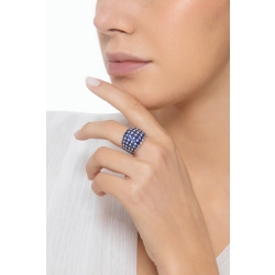 Design ring in white gold 18k with blue sapphires and diamonds 2