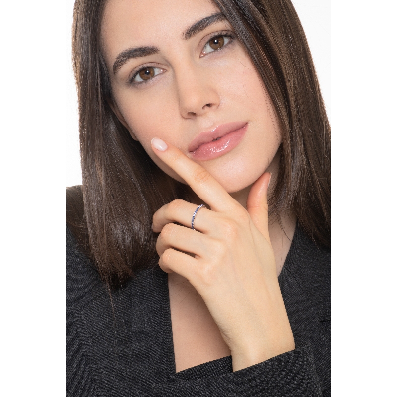 White gold 18k eternity ring with blue sapphires  White gold 18k eternity ring with blue sapphires