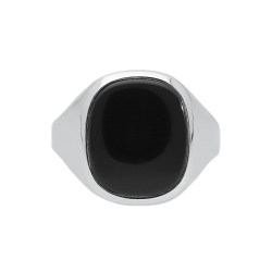 Men ring in white gold 750 with black square 2