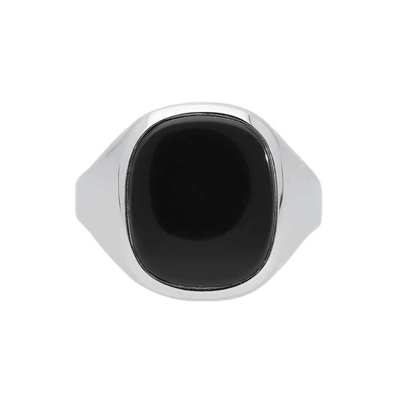 Men ring in white gold 750 with black square Men ring in white gold 750 with black square