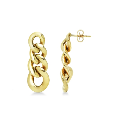 18k yellow gold drop iced out earrings