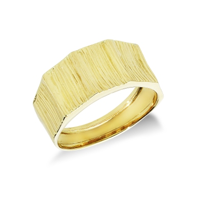 18k yellow gold band ring with grooved surface