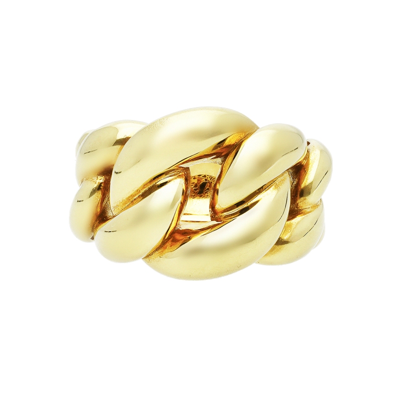 750 yellow gold iced out ring
