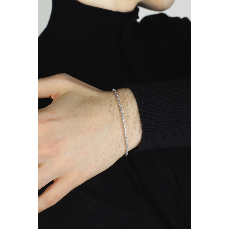 Men rigid bracelet with diamonds in white gold 18k Men rigid bracelet with diamonds in white gold 18k