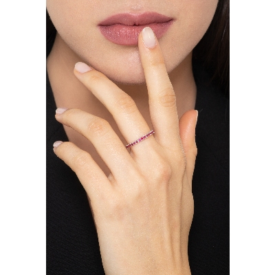 18k white gold eternity ring with rubies 