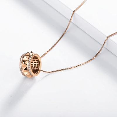Studs and diamonds rose gold 18k necklace