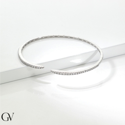 18k white gold spring bracelet open with diamonds