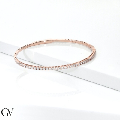 18k rose gold rigid tennis bracelet with diamonds