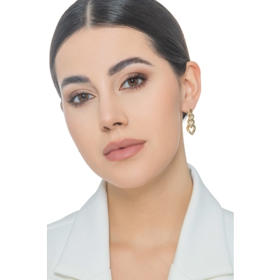 18k yellow gold drop iced out earrings