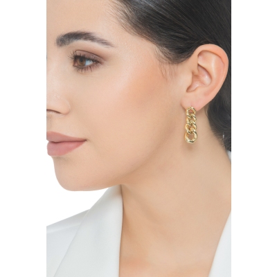 18k yellow gold drop iced out earrings