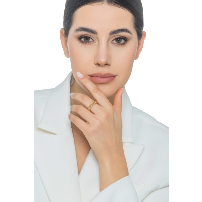 18k yellow gold iced out ring