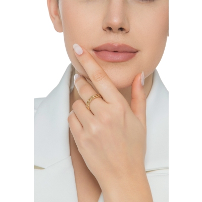 18k yellow gold iced out ring