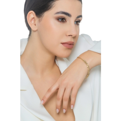 750 yellow gold iced out half paperclip bracelet