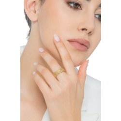 18k yellow gold band ring braided fabric details 2